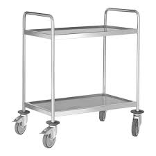 Chariot de service inox 2 étages - 90x50xH102cm